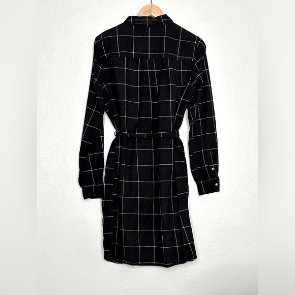 Goodthreads Windowpane Flannel Button Up Shirtdress with Tie Belt - Picture 2 of 6